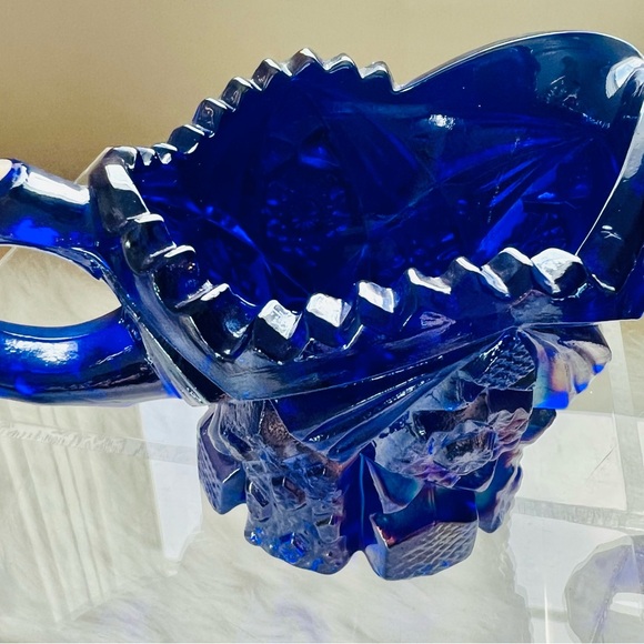 Westmoreland for Levay Cobalt Blue Carnival Glass Creamer & Open Sugar Set - Picture 3 of 6